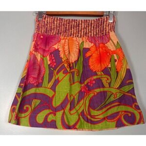 Free People Women's Smocked Waist Floral Midi Skirt Size 5P